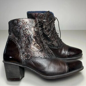DORKING BY FLUCHOS |  BRISDA SNAKE LACE PRINT HEEL BOOTS